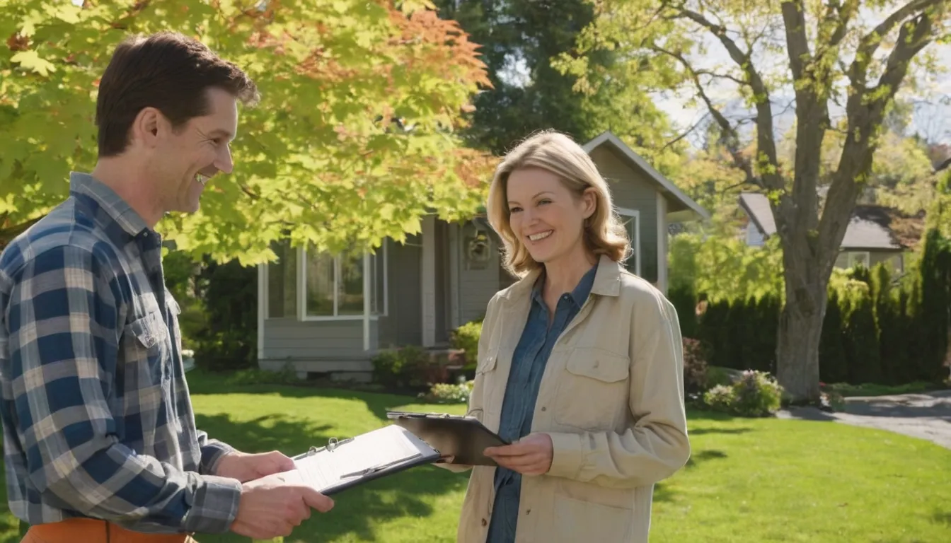 A homeowner reviewing a tree estimate with a local provider in Walton